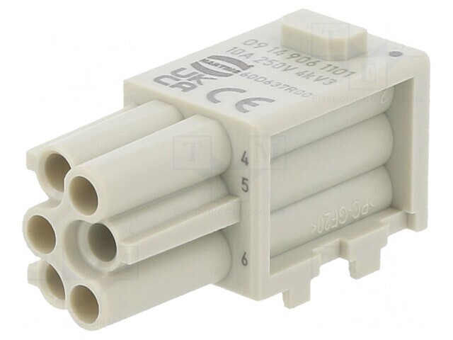 Conector HDC Han-Modular&reg; Domino 6 PIN 1 Modul Mamă