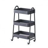 Cumpara ieftin Carucior depozitare cu 3 Rafturi, Metalic, 44x30x78 cm, Roti si Blocator &ndash; Compact, Mobil, Util, Gri