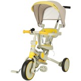 Cumpara ieftin Tricicleta Copii 3 in 1 cu Copertina, Otel, Galben-Gri, 18 luni-6 ani, Sarcina Max 25 kg, Carucior si Bicicleta