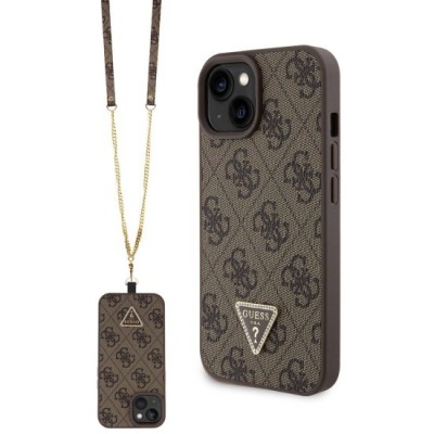 Husa pentru iPhone 15 / iPhone 14 / iPhone 13 - Guess Crossbody 4G Metal Logo (GUHCP15SP4TDSCPW) - Brown foto
