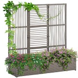 Outsunny Suport pentru plante cu trestie ghiveci rectangular din rășină &icirc;mpletită și oțel dim. 103L x 29l x 103H cm | Aosom Romania