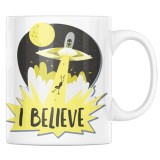 Cana alba personalizata &quot;Cadou aniversare pentru el, cu mesajul I belive&quot;, INOVATIX&reg;. 330ml