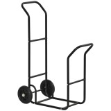 Suport pentru lemne de foc Carucior cu roti si capacitate de greutate 100 kg, din otel, 77x42x105cm, negru Outsunny | Aosom Romania