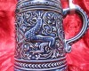 HALBA CERAMICA CU COBALT SI CAPAC ZINC - MARZI REMY WEST GERMANY DECOR GRIFONI 19.5 CM