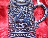 HALBA CERAMICA CU COBALT SI CAPAC ZINC - MARZI REMY WEST GERMANY DECOR GRIFONI 19.5 CM
