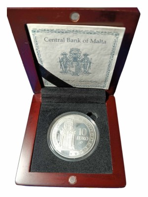 MALTA moneda din argint 10&amp;euro; din anul 2008 UNC [Certficat Central Bank of Malta] foto