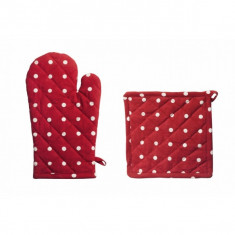 Set bucatarie 2 piese model polka dots compus din manusa foto