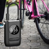 Compresor de aer portabil, cu acumulator, afisaj digital și manometru pentru Biciclete sau Motociclete, incarcare USB, culoare Neagra