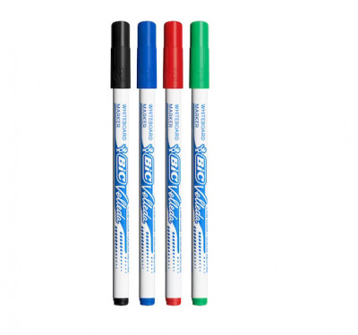 Set 4 markere whiteboard Bic Velleda 1721, culori diferite foto