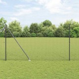 Gard din S&acirc;rmă Sudată cu 7 Posturi Spike Gri 1.6x10 m Oțel