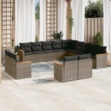VidaXL Set mobilier de grădină cu perne, 13 piese, gri, poliratan 3226529