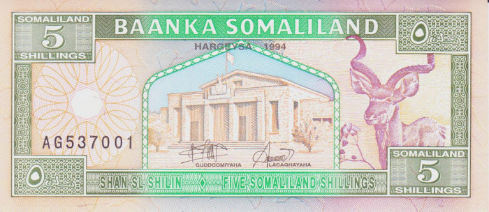 Bancnota Somaliland 5 Shilingi 1994 - P1 UNC