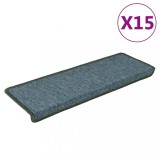Cumpara ieftin Covorase pentru scari, 15 buc., 65x21x4 cm, verde inchis, cu margini dreptunghiulare