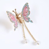 Agrafa de par cu fluture roz