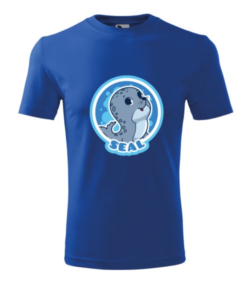 Tricou Personalizat Albastru cu Sigiliu Dragut , Design Amuzant pentru Barbati