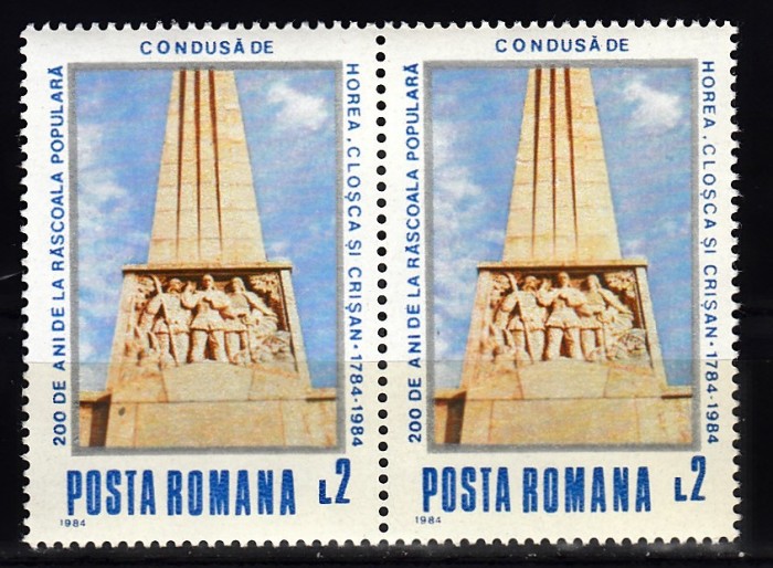 A11 TX10 5 - 1984 - 200 ani de la rascoala condusa de Horia, Closca si Crisan - pereche de doua timbre
