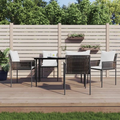 vidaXL Set mobilier de grădină cu perne, 5 piese, poliratan și oțel foto