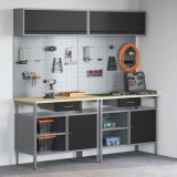 Set de banc de lucru vidaXL, 8 piese, oțel negru
