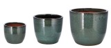 Cumpara ieftin Set 3 ghivece flori ceramica verde 22,5 x 19 cm, 30,5 x 26,5 cm, 38 x 33 cm