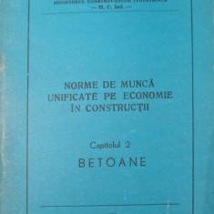NORME DE MUNCA UNIFICATE PE ECONOMIE IN CONSTRUCTII CAP.2 BETOANE-MINISTERUL CONSTRUCTIILOR INDUSTRIALE