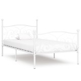 Cumpara ieftin Cadru de pat cu baza din sipci, alb, 100 x 200 cm, metal