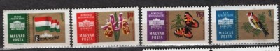 UNGARIA 1961 - EXPOZITIA FILATELICA. FAUNA. FLORA. SERIE NESTAMPILATA, R8 foto