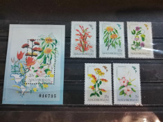 UNGARIA 1991-MNH-FLORI DIN AMERICA-SERIE+COLITA foto