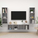 VidaXL Set de dulapuri TV, 3 piese, gri beton, lemn prelucrat