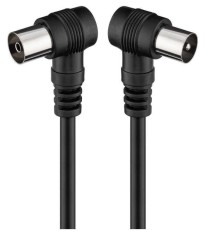 Cablu conexiune antena 2.5m negru conector cotit Goobay foto