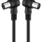 Cablu conexiune antena 2.5m negru conector cotit Goobay