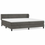 Cumpara ieftin Pat box spring cu saltea, gri inchis, 200x200 cm, catifea