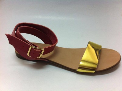 Sandale de dama din piele Golden Red foto