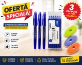 Cumpara ieftin Pachet BIA cu Ștergere &ndash; 3 Pixuri Albastre + Set 6 Rezerve + 1 Radieră