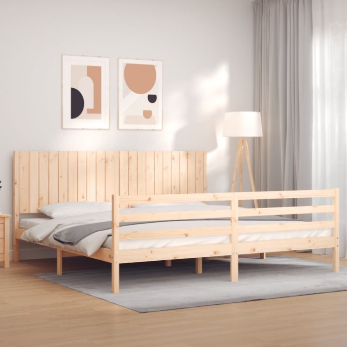 vidaXL Cadru pat cu tăblie 200x200 cm, lemn masiv de pin