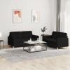 VidaXL Set de canapele cu perne, 2 piese, negru, textil