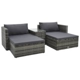 vidaXL Set mobilier de grădină cu perne, 5 piese, gri, poliratan