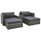 Set mobilier de gradina cu perne, 5 piese, gri, poliratan GartenMobel Dekor, vidaXL