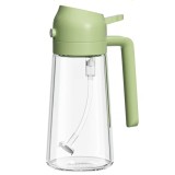 Recipient Pufo Splash din sticla pentru ulei si otet cu pulverizator, 420 ml, verde