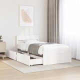 Cumpara ieftin Cadru pat fără saltea, alb, 100x200 cm, lemn masiv pin