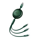CABLU alimentare si date Baseus Bright Mirror 2 One-for-three Retractable, pt. smartphone,USB la Micro-USB+Lightning+USB Type-C 3.5A, 1.1m,verde &quot;CAMJ