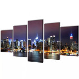 Set tablouri de panza panorama New York 200 x 100 cm, color, vidaXL