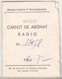 Bnk div Carnet abonat radio 1970-1972, Romania de la 1950, Documente