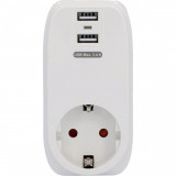 Adaptor Priza 230V 16A + 2 Porturi USB Unitec 47590