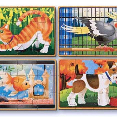 Set 4 puzzle lemn in cutie Animale de companie Melissa and Doug