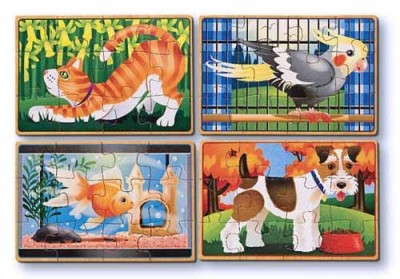 Set 4 puzzle lemn in cutie Animale de companie Melissa and Doug foto