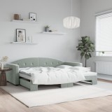 Cumpara ieftin Pat de zi cu extensie, gri deschis, 90x200 cm, catifea