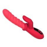 Vibrator dublu INTOYOU Tingly, cu stimulator &icirc;n formă de deget, control prin aplicație, 9 funcții de mișcare ritmică, din silicon, roșu