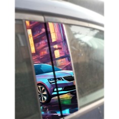 Sticker Auto Skoda Octavia , Autocolant pentru Stalpi Usi cu Design Sport