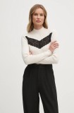 Sisley pulover de l&acirc;nă femei, culoarea bej, light, cu turtleneck, 1M9AL201V