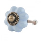 Cumpara ieftin Buton mobila din fier maro si ceramica albastra 3 cm